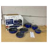 The Cellar Nonstick Aluminum 11-Pc. Cookware Set Blue