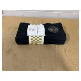 Superior 4-Piece Soho Ribbed Textured Cotton Hand Towel Set Navy Blue