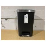 Plastic Locking Lid Step Trash Can Black - Brightroom: 13 Gallon Indoor Kitchen Garbage Can, Spot Clean, 25.6" Height