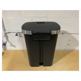 Plastic Locking Lid Step Trash Can Black - Brightroom: 13 Gallon Indoor Kitchen Garbage Can, Spot Clean, 25.6" Height
