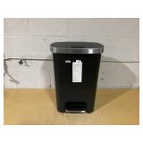 Plastic Locking Lid Step Trash Can Black - Brightroom: 13 Gallon Indoor Kitchen Garbage Can, Spot Clean, 25.6" Height