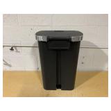 Plastic Locking Lid Step Trash Can Black - Brightroom: 13 Gallon Indoor Kitchen Garbage Can, Spot Clean, 25.6" Height