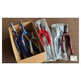 Collection of Vintage Bicycle Forks in Assorted Colors