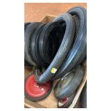 Lot of Solid Rubber Tires with Assorted Wheels
