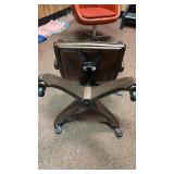 Vintage Wooden Swivel Office Chair with Armrests