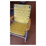 Vintage Yellow Metal and Woven Patio Chair by Finkle