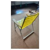 Vintage Yellow Metal and Woven Patio Chair by Finkle