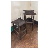 Pair of Woven Wicker Bar Stools