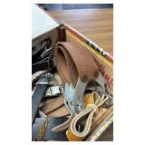 Collection of Leather Bicycle Basket Straps in Vintage King Edward Box