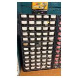 Assorted Small Parts in Organizer Bins with Small Bicycle Parts