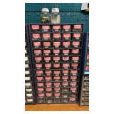 Assorted Small Parts in Organizer Bins with Small Bicycle Parts