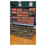 Assorted Small Parts in Organizer Bins with Small Bicycle Parts