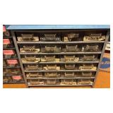 Assorted Small Parts in Organizer Bins with Small Bicycle Parts