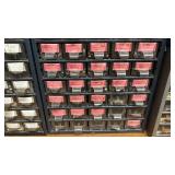 Assorted Small Parts in Organizer Bins with Small Bicycle Parts