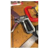 Assorted Tools - Hole Saw, C-Clamp, Square, Pipe Cutter