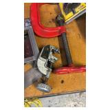 Assorted Tools - Hole Saw, C-Clamp, Square, Pipe Cutter