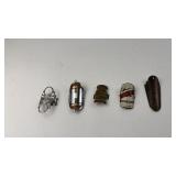 Collection of 5 Vintage Bicycle Head Badges from Various Brands