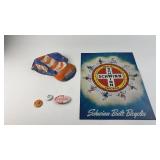 Schwinn Collectible Set: Vintage Cycling Cap, Sign, and Buttons