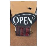 Illuminated Open Sign with Business Hours Display