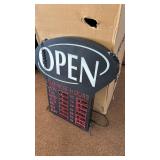 Illuminated Open Sign with Business Hours Display