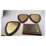 Collection of 4 Schwinn Dealer Award Plaques from the Thousand Club