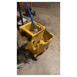 Yellow Mop Bucket with Wringer and Set of Mops