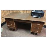Wooden Desk with Six Drawers