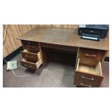 Wooden Desk with Six Drawers