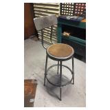 Vintage Industrial Shop Stool with Metal Frame