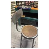 Vintage Industrial Shop Stool with Metal Frame