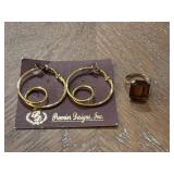 Vintage Twisty Loops and Avon Topaz Fashion Ring