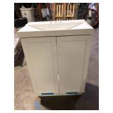 Glacier Bay Penlee 25 in. Single Sink White Bath Vanity with White Cultured Marble Top (Assembled)   Customer Returns See Pictures