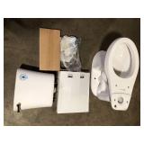 Glacier Bay Power Flush 12 inch Rough In Two-Piece 1.28 GPF Single Flush Round Toilet in White Seat Included    Customer Returns See Pictures