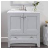 31 in. Single Sink Pearl Gray Bath Vanity with White Cultured Marble Top (Assembled)  Customer Returns See Pictures