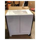 31 in. Single Sink Pearl Gray Bath Vanity with White Cultured Marble Top (Assembled)  Customer Returns See Pictures