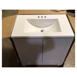 31 in. Single Sink Pearl Gray Bath Vanity with White Cultured Marble Top (Assembled)  Customer Returns See Pictures