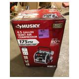 Husky 4.5 Gal. 175 PSI Portable Electric Oil-Free Quiet Twin Stack Jobsite Air Compressor w/Rubber Wheels and 2-Quick Couplers    Customer Returns See Pictures