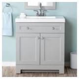 Glacier Bay Everdean 31 in. Single Sink Pearl Gray Bath Vanity with White Cultured Marble Top (Assembled)    Customer Returns See Pictures