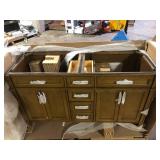 Home Decorators Collection Caville 60 in. Double Sink Almond Latte Bath Vanity No Top   Customer Returns See Pictures