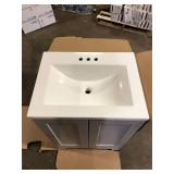 25 in. Single Sink Pearl Gray Bath Vanity with White Cultured Marble Top (Assembled) Slight Damage Customer Returns See Pictures