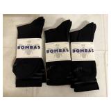 3 Pair of Black Bombas Socks - Large