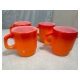 Set of 4 Anchor Hocking Fire King Orange Cups