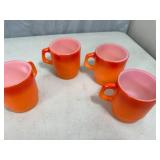 Set of 4 Anchor Hocking Fire King Orange Cups