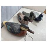 4 Carved Wooden Ducks