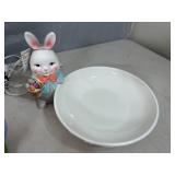 Mr. Cottontail Candy Dish and Bunny Towne Light Up Mushroom House