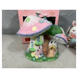 Mr. Cottontail Candy Dish and Bunny Towne Light Up Mushroom House