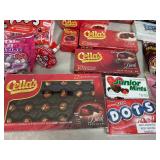 Large Lot of Candy, Chocolate Cherries, Dots, Tootsie Rolls, and More
