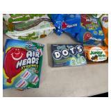 Large Lot of Candy, Chocolate Cherries, Caramel Apple Pops, Airheads, and More