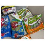 Large Lot of Candy, Chocolate Cherries, Caramel Apple Pops, Airheads, and More