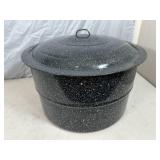 Large Enamel Canning Pot with Rack and Lid
